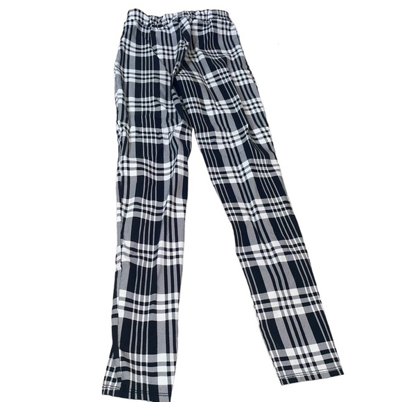 Rainbow brand black & white checkered plaid pull on elastic waist straight leg - Picture 3 of 7